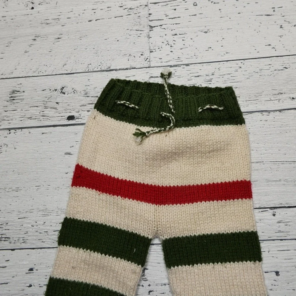Handmade Knit Sweatpants Boys 9-12 Months Multicolor Striped Monster Face‎